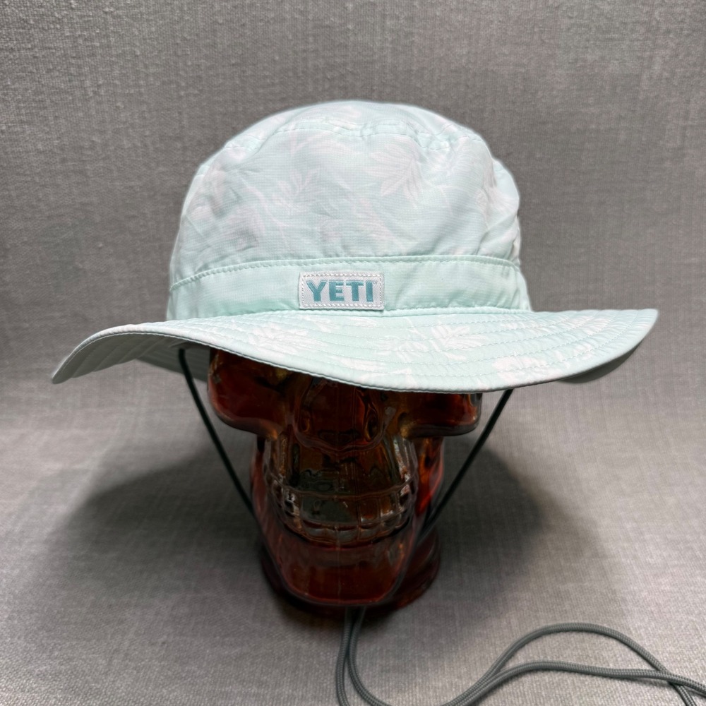 YETI Bucket Hat L/XL Mint Green Floral Boonie Sun Fishing Hat Adjustable Strap